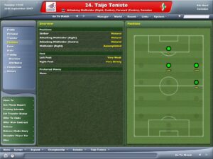 Versatile players may be stronger in some positions than others. Sadly, Taijo Teniste wasn’t much good wherever I played him. Enjoy life at Northampton Town, pal.